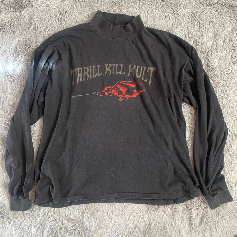 Vintage Thrill Kill Kult Black Long Sleeve Graphic Shirt Goth
